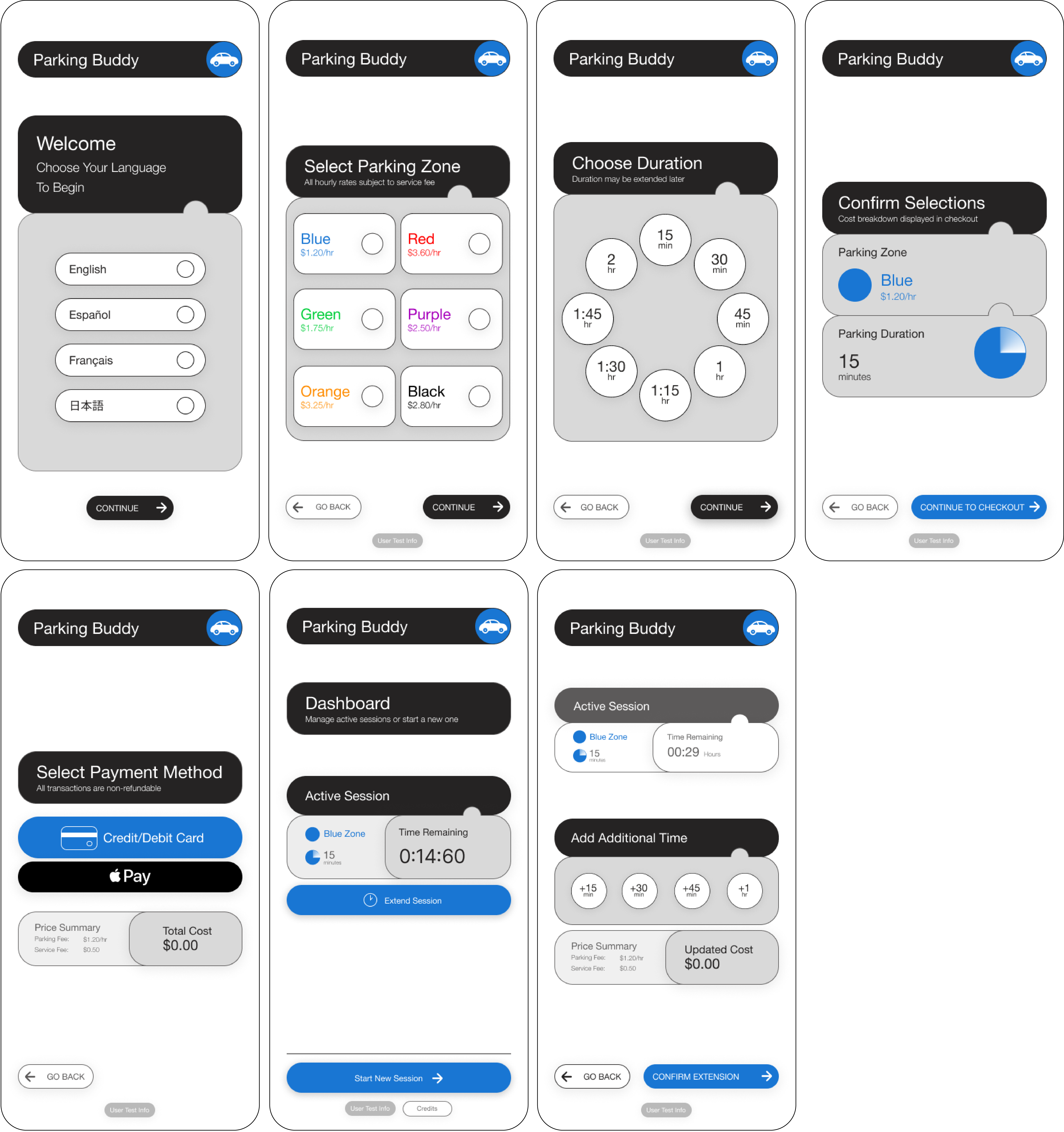 ParkingBuddy primary screen